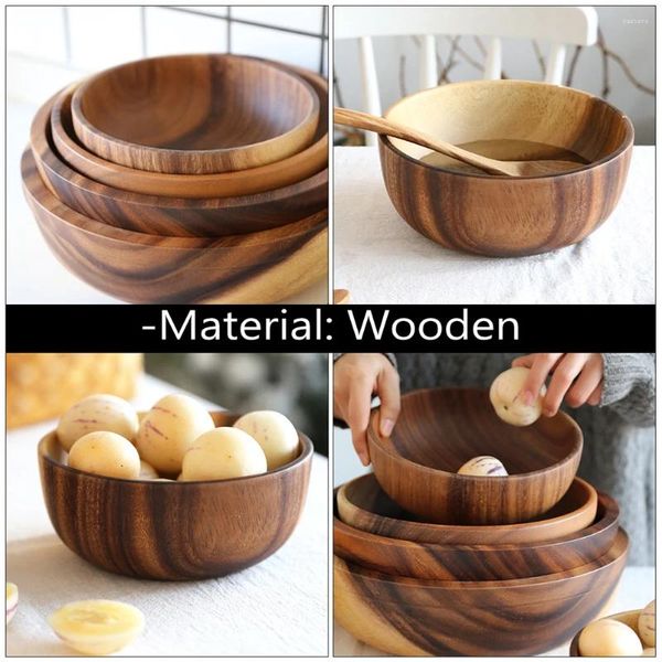 Juegos de vajilla Ensaladera Decoración de frutas Práctico de madera Hogar Cocina Cubiertos Cuenca Contenedores de almacenamiento