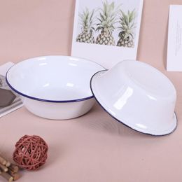 Servies Sets Salade Mengkommen Reuzel Wastafel Emaille Huishouden Geëmailleerde Soep Emaille Keuken Wit Retro