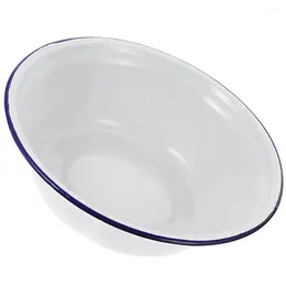 Juegos de vajilla Ensalada Tazones para mezclar Sopa Almacenamiento Vintage Esmaltado Nostalgia Esmalte Cuenco para verduras Blanco Retro Soporte de cocina