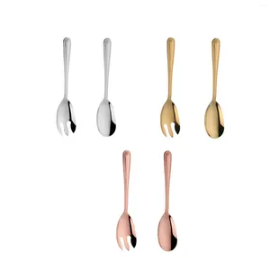 Ensembles de vaisselle Salade Salad Fork Easy Carring Kitchen Kitchen Ustensiles réutilisables en acier inoxydable ensemble pour le dîner de voyage de voyage de voyage