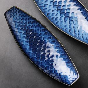 Ensembles de vaisselle Sashimi Plaque de bateau Plateau de sushi Plateau en céramique Porcelaine de style japonais Type de porcelaine
