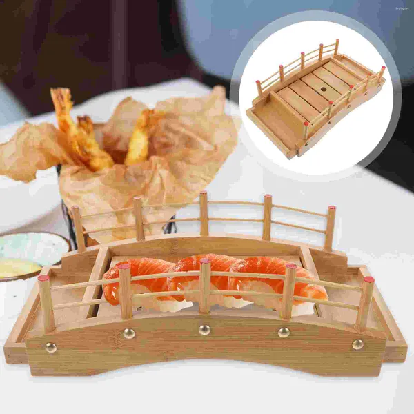 Juegos de vajilla Sashimi Bridge Cake Decoraciones Delicado Sushi Bandeja Tablero Paletas de madera Estilo japonés Postres de bambú Práctico
