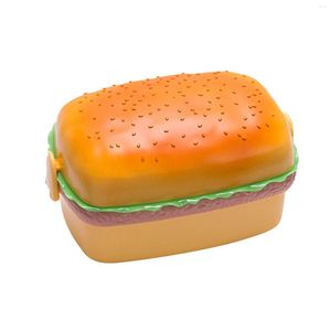 Dijkartikelen Sets School Office Lunch Box Lekvrije Outdoor Picnic Hamburger Shape Storage Bento Case Koelkast Leuke 3 lagen