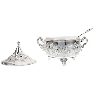 Ensembles de vaisselle Boîte d'assaisonnement Pots avec cuillères Conteneurs Kit de bijoux Couvercle Verre de sel Sucre pour couvercle de cuisine