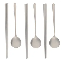Dijksets Set Chopsticks Cutlery Steel Forks AFBEELDING Lepel Roestvrije draagbare lunch Flatare Diner Reisgerei Salade