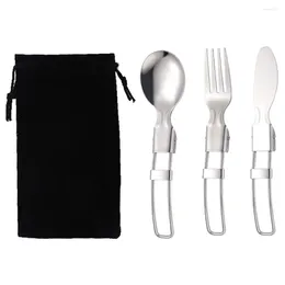 Ensembles de vaisselle Ensemble Vaisselle Ustensile Voyage Couverts Dîner Ustensiles Camp Fourchette Cuisine Couverts Pliant Pique-Nique Camping Personnel Cas Cuillère