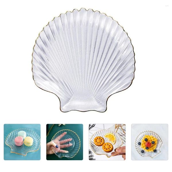 Ensembles de vaisselle Coquille Plat en verre Cadeaux de Noël Assiette de petit-déjeuner Pétoncle Premium Servant Porte-dessert