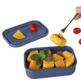 Juegos de vajilla de silicona, contenedores de caja Bento, almacenamiento de sobras de cocina, apto para microondas y resistente al calor, apilable