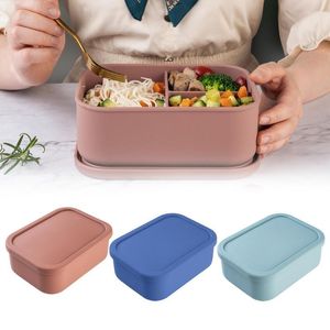 Ensembles de vaisselle Boîte à bento en silicone Déjeuner durable Récipient de stockage empilable Plastique sans danger pour les micro-ondes pour les outils de fruits