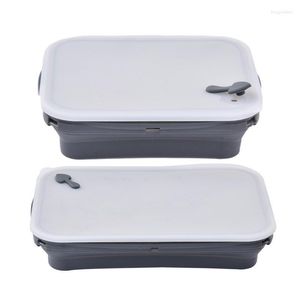 Ensembles de vaisselle Conteneurs de stockage pliables en silicone Boîte à lunch multi-usages pour la cuisine Ustensiles de cuisson durables