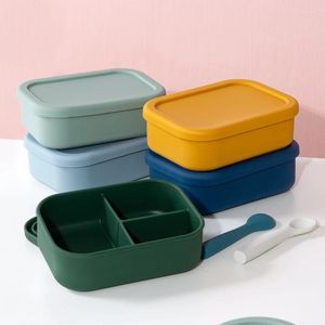 Dijkartikelen sets siliconen lunchbox met deksel vers hanteren bento fruit slakkom draagbare verzegelde rechthoek picknick lunchbox