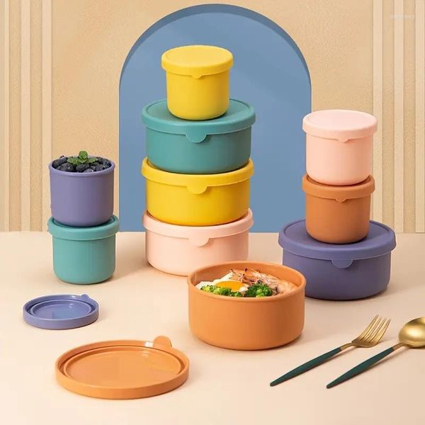 Ensembles de vaisselle Silicone Conservation Lunch Box Set Réfrigérateur Four à micro-ondes Portable Bento