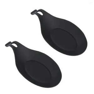 Ensembles de vaisselle en silicone, repose-cuillère, porte-ustensiles, louches à soupe, organisateur de vaisselle de cuisine pour pot, buffet de restaurant, noir rapide