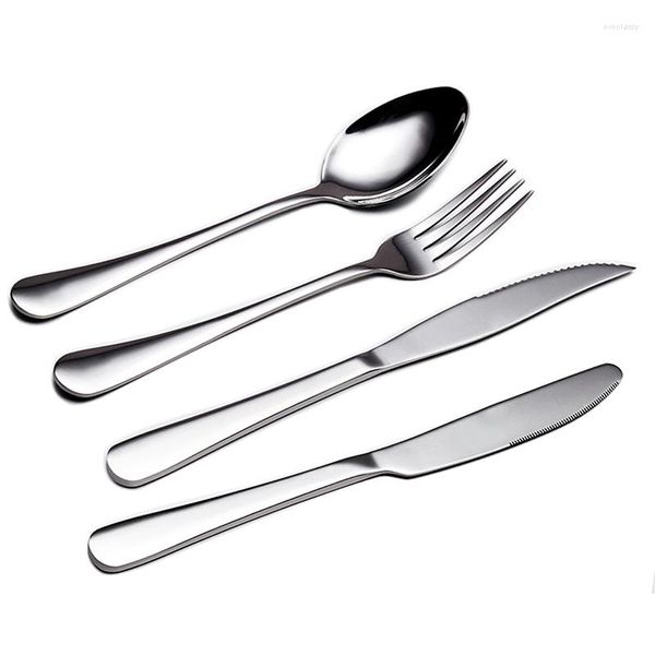 Juegos de vajilla Juego de cubiertos de plata 3 piezas Vajilla de acero inoxidable de lujo Espejo Pulido Cuchillo para carne Tenedor Cuchara de sopa Cocina Cena