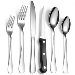 Juegos de vajilla, vajilla de plata, juego de cubiertos de acero inoxidable, tenedores, cuchillos para carne, cucharas, tenedor de cocina dorado, cuchara, cuchillo