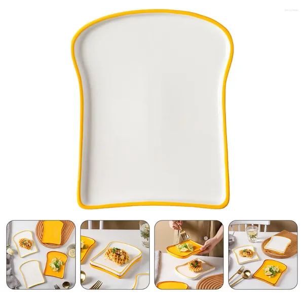 Ensembles de vaisselle petite assiette forme de pain grillé petit déjeuner plateau en céramique accessoire pour la maison repas quotidien ménage