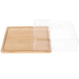 Conjuntos de vajilla Caja de bocadillos Tapa Refrigerador portátil Plato de mantequilla grande Contenedor de bambú Bandeja de queso