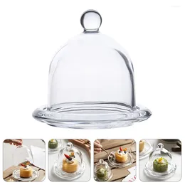 Ensembles de vaisselle à couverture de collation Cupcake Assiette Plateau en verre de dessert avec couvercle Fromageits Afficher à thé Plat