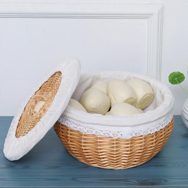 Ensembles de vaisselle Snack Plateau Panier De Rangement Boîte À Pain Décorative Osier Délicat Tissé Blanc Tissu Artisanat