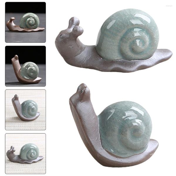 Ensembles de vaisselle Escargot Animal Figurine Statue Décoration Sculpture Thé Décor Ornement Figure Miniature En Céramique Jardin Pet Table Miniatures