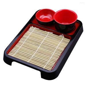 Ensembles de vaisselle Assiette Soba Plateau Nouilles Nouilles Froides Plat Japonais Servir Sushi Plateau Tasse Tapis Tremper Assiettes Carrées Style Plats Spécial