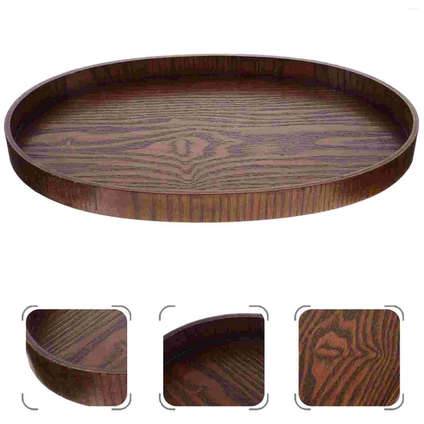 Conjuntos de vajilla Plato de cena ovalado de madera maciza Plato para servir postre Bandeja decorativa Tablero de madera para frutas Mesa de escritorio