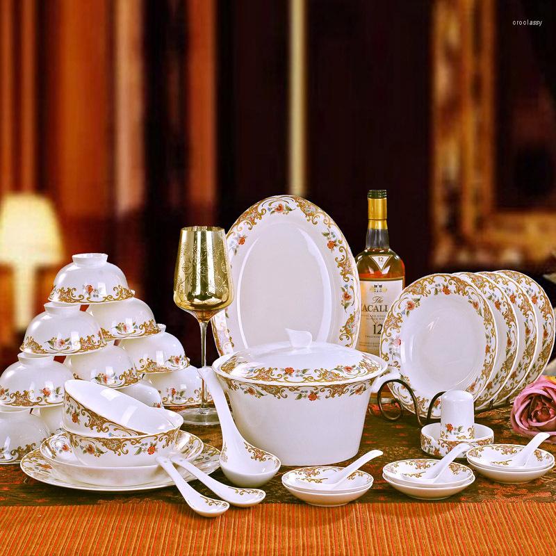 Dinnerware Sets Special Offer Korean Dishes Authentic Jingdezhen China 58 Pieces10 High-grade Ceramic Tableware Style