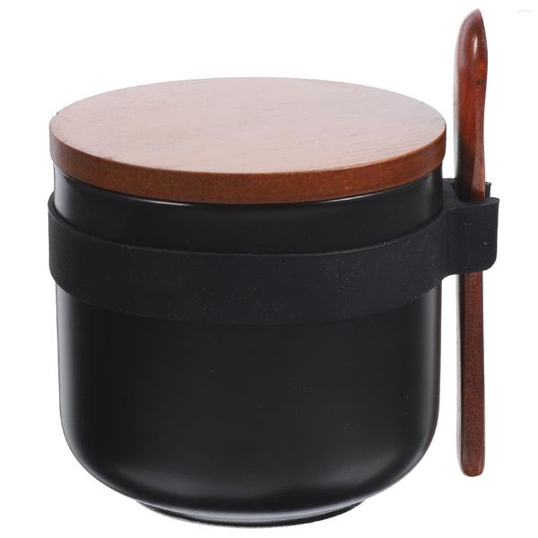 Ensembles de vaisselle épices récipient ménager distributeur de poivre couverture bidon de cuisine support de rangement en bois assaisonnement pot de sel