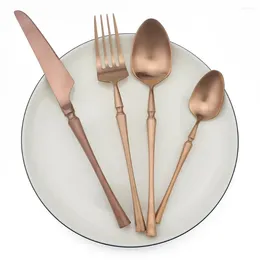 Ensembles de vaisselle Ensemble de couverts en cuivre broche 24 pièces en acier inoxydable vaisselle occidentale couteau fourchette accessoires de cuisine en or rose