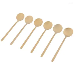 Ensembles de vaisselle en acier inoxydable 6pcs cuillères à expresso cuillères à café pour le café de sucre à gâteau à la crème glacée Antipasto (or)