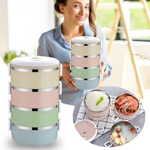 Ensembles de vaisselle Boîte à bento en acier inoxydable Style japonais Déjeuner isolé 4 Étudiants Frais Garder Boucle carrée créative