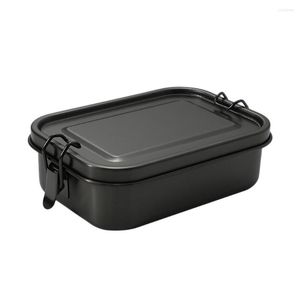 Servies Sets RVS Bento Box Lekvrij Metalen Lunch Met Verwijderbare Divider Voor Kinderen En Volwassenen(Zwart)