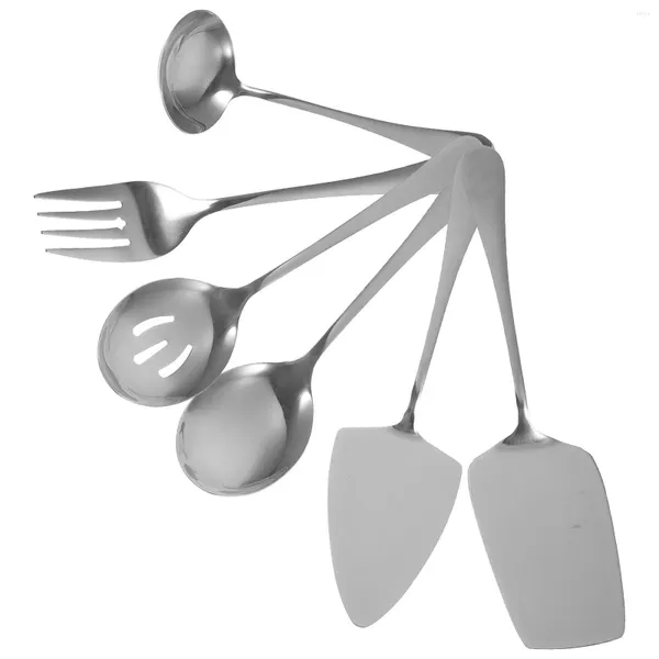 Ensembles de vaisselle Couteau à gâteau en acier inoxydable Vaisselle Cuillères de service pour fourchettes de buffet Ustensiles de suite Couverts Grand kit de steak Banquet