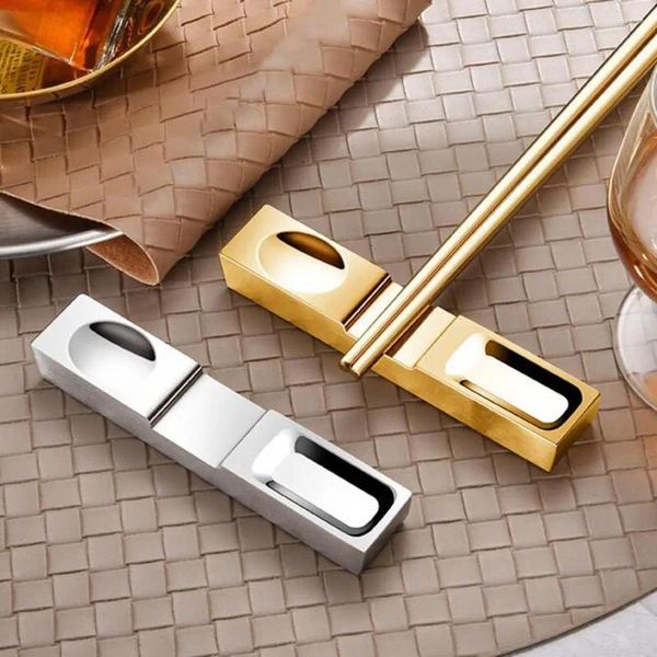 Ensembles de vaisselle Baguettes en acier inoxydable Reste poli brillant Surface de miroir Support de baguettes Support de cuillère à café Porte-ustensile Cuisine