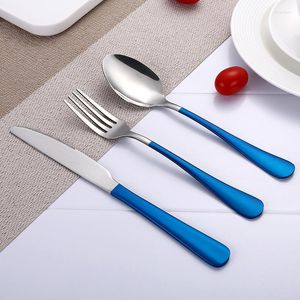 Ensembles de vaisselle en acier inoxydable, couteau à dîner coloré, fourchette cuillère, vaisselle rose, couverts bleus, accessoires de cuisine