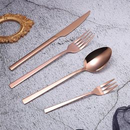 Dijkartikelen sets roestvrijstalen bestek set 4 stks rose goud keuken servies lepel vork mes diner zilverwerk flatware