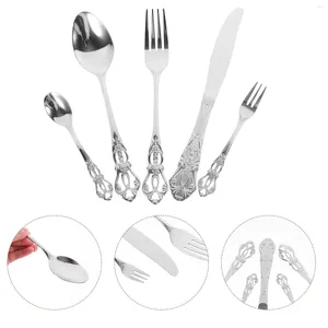Ensembles de vaisselle en acier en acier inoxydable Set Spoware Spoons Steak Steak Steak Table Fork Appareils réutilisables