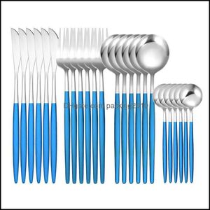 Setwares sets roestvrijstalen bestek set herbruikbare reisdiner tafelwerk mes vork lepel instellingen kookgerechten van verpakking2010 dhyri