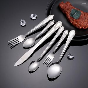 Ensembles de vaisselle ensemble de couteaux à dîner en acier inoxydable couteau à Steak pointu fruits Western noir Table de Restaurant argenté