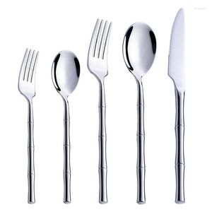 Ensembles de vaisselle en acier inoxydable dîner argent or ensemble couteau fourchette cuillère à café anti-dérapant couverts cuisine Durable vaisselle Kit