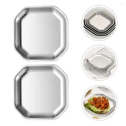 Ensembles de vaisselle Plat à trempette en acier inoxydable 2 pièces Sauce soja géométrique Bols à vinaigre Sushi Dip tasses assaisonnement soucoupe apéritif assiette petite