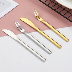 Dijkartikelen sets roestvrijstalen fruitvork /mes tafelwerk multifunctionele snack snack voorgerecht cake dessert forks cafetaria home bestek