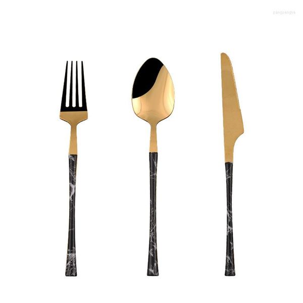 Ensembles De Vaisselle En Acier Inoxydable Imitation Grain De Bois Taille Mince Poignée Restaurant Vaisselle Occidentale Couteau Et Fourchette Ensemble De Cinq Pièces 24 Pièces