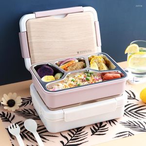 Setwares sets roestvrijstalen lunchbox partitie opslagcontainers vergrendeling verse afdichting bento waterinjectie verwarmingsdozen