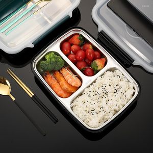 Dijkartikelen sets roestvrijstalen draagbare lunchbox voor schoolkinderen kantoormedewerker Bento met beweegbare compartimenten salade fruitcontainer