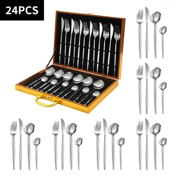 Ensembles de vaisselle en acier inoxydable Ensemble de vaisselle de luxe léger Steak Knife Fork Spoon Western Gift Box El Restaurant