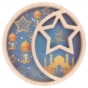 Juegos de vajilla Star Moon Eid Bandeja de postre Compartimento redondo Plato de frutas