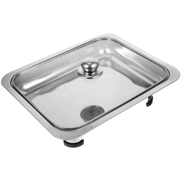 Juegos de vajilla, bandeja de acero para Buffet, plato de servicio Rectangular Simple, estante para platos, olla para fiestas, bandejas de aperitivos de Metal inoxidable para banquetes