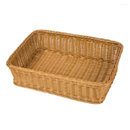 Ensembles de vaisselle panier de rangement Pots en plastique transparent paniers tissés en rotin simulé porte-serviettes à pain PP