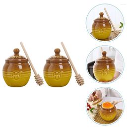 Servies Sets Opbergpot Honing Dispenser Container Houder Potten Dipper Delicate Containers Pot Praktische Huishoudelijke Siroop Deksel